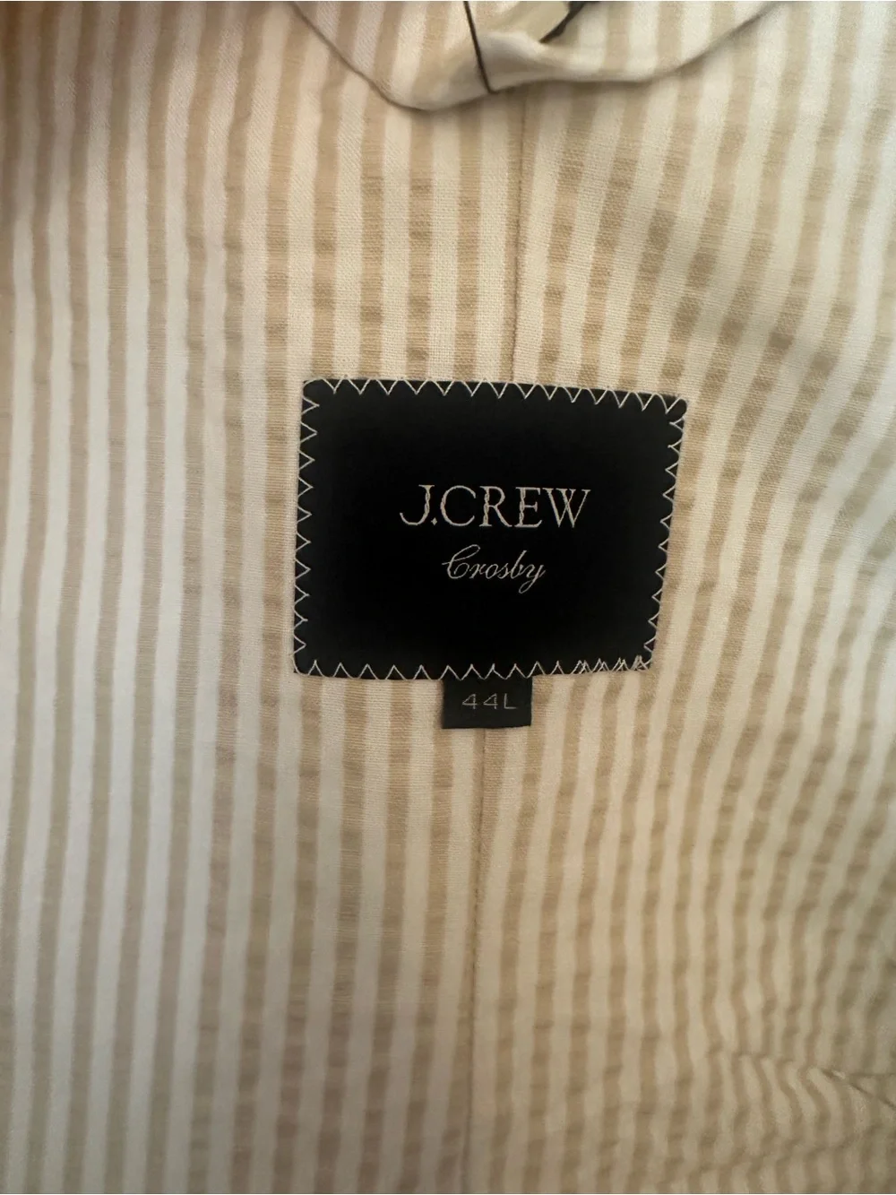 J. Crew Beige Cream Seersucker Striped Blazer